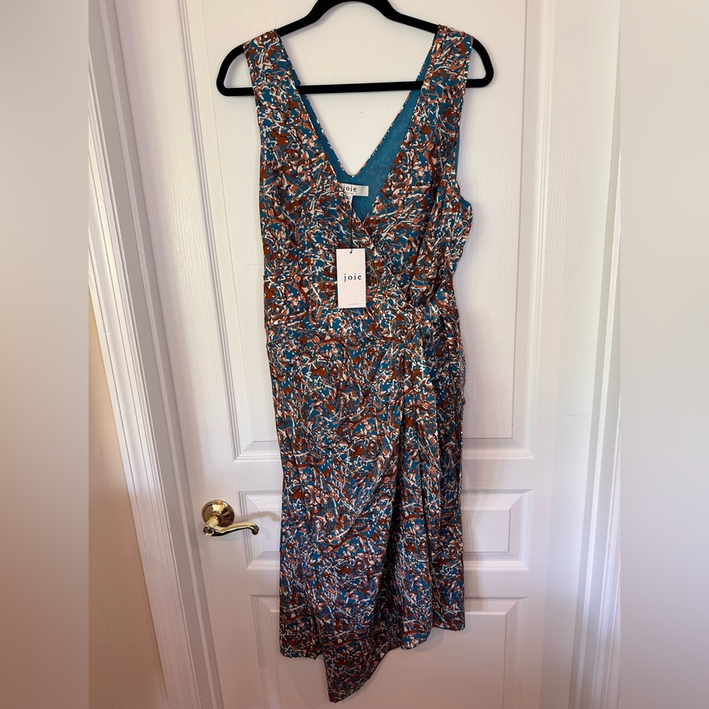 Joie Silk Blue and Brown Patterned Dress 0X. NWT